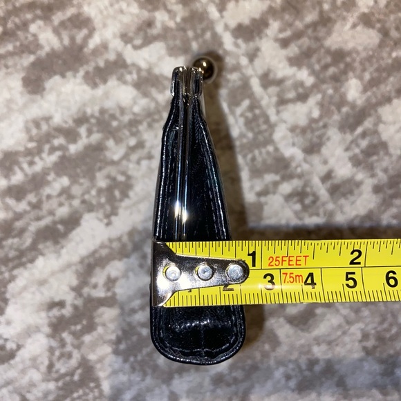 Abas Coin Purse Womens Small Black Leather Kiss Lock Accordion Card Wallet - Picture 10 of 11